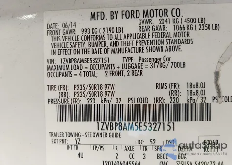 2014 Ford Mustang V6 Premium from USA, damaged, VIN 1ZVBP8AM5E5327151